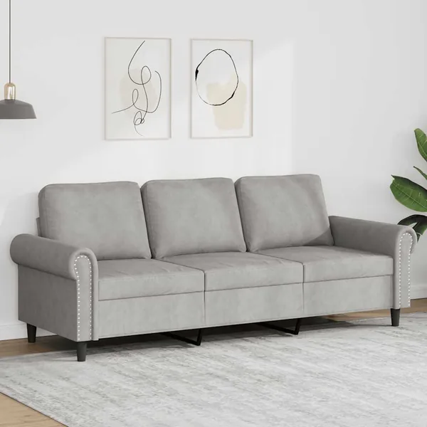 Canapé à 3 places Gris clair 180 cm Velours