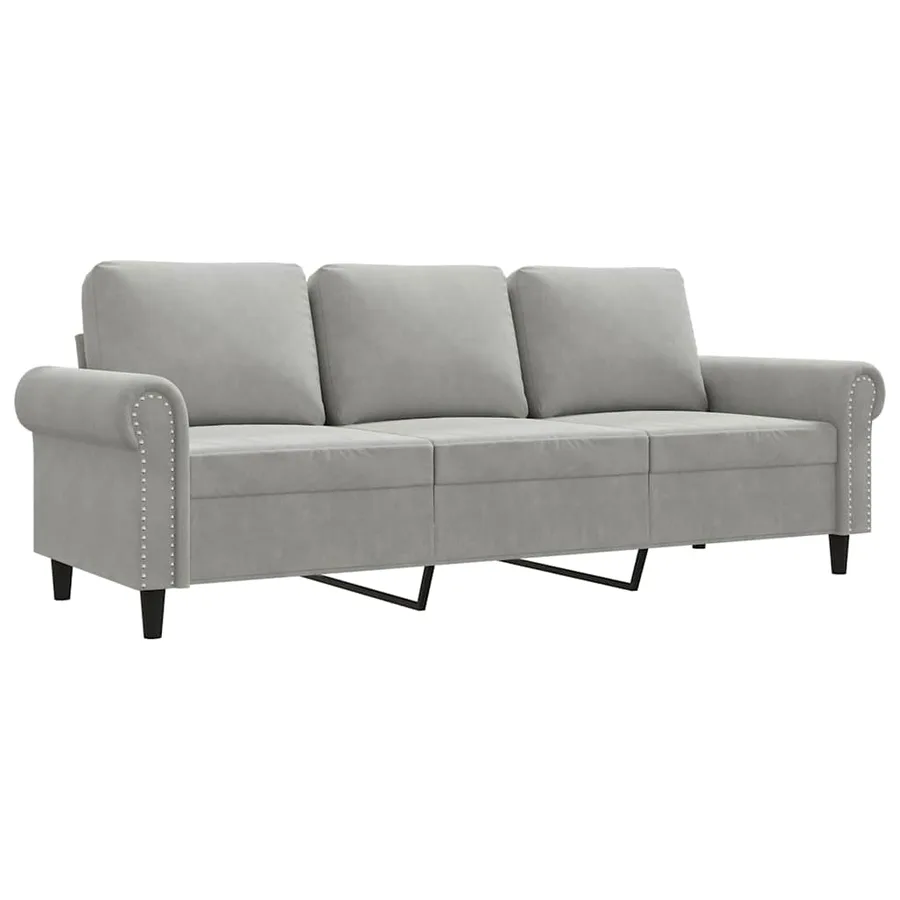 Canapé à 3 places Gris clair 180 cm Velours - 2
