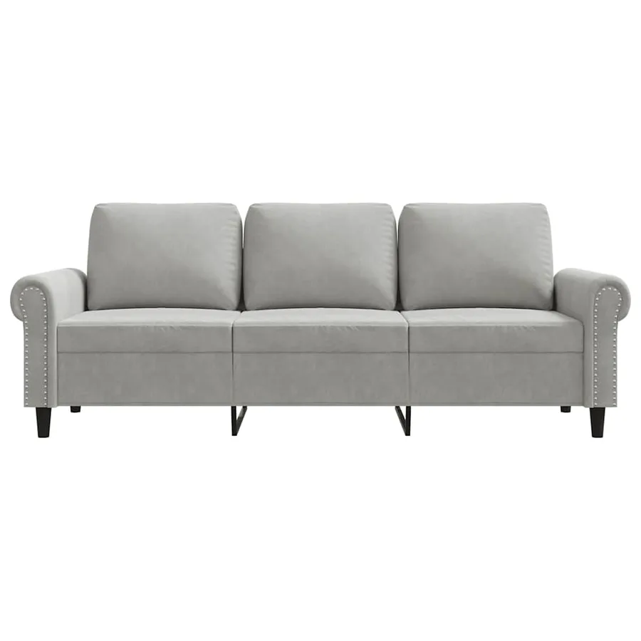 Canapé à 3 places Gris clair 180 cm Velours - 4