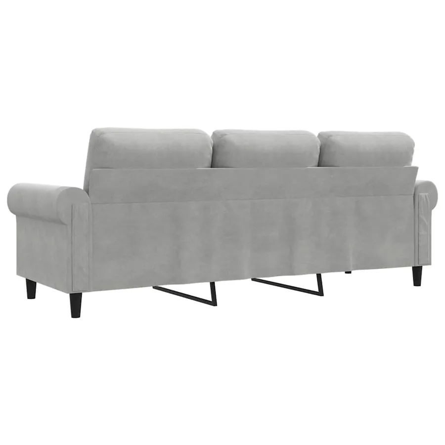 Canapé à 3 places Gris clair 180 cm Velours - 6