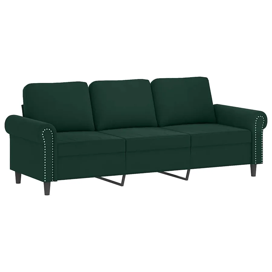 Canapé 3 places avec oreillers vert foncé 180 cm velours - 4