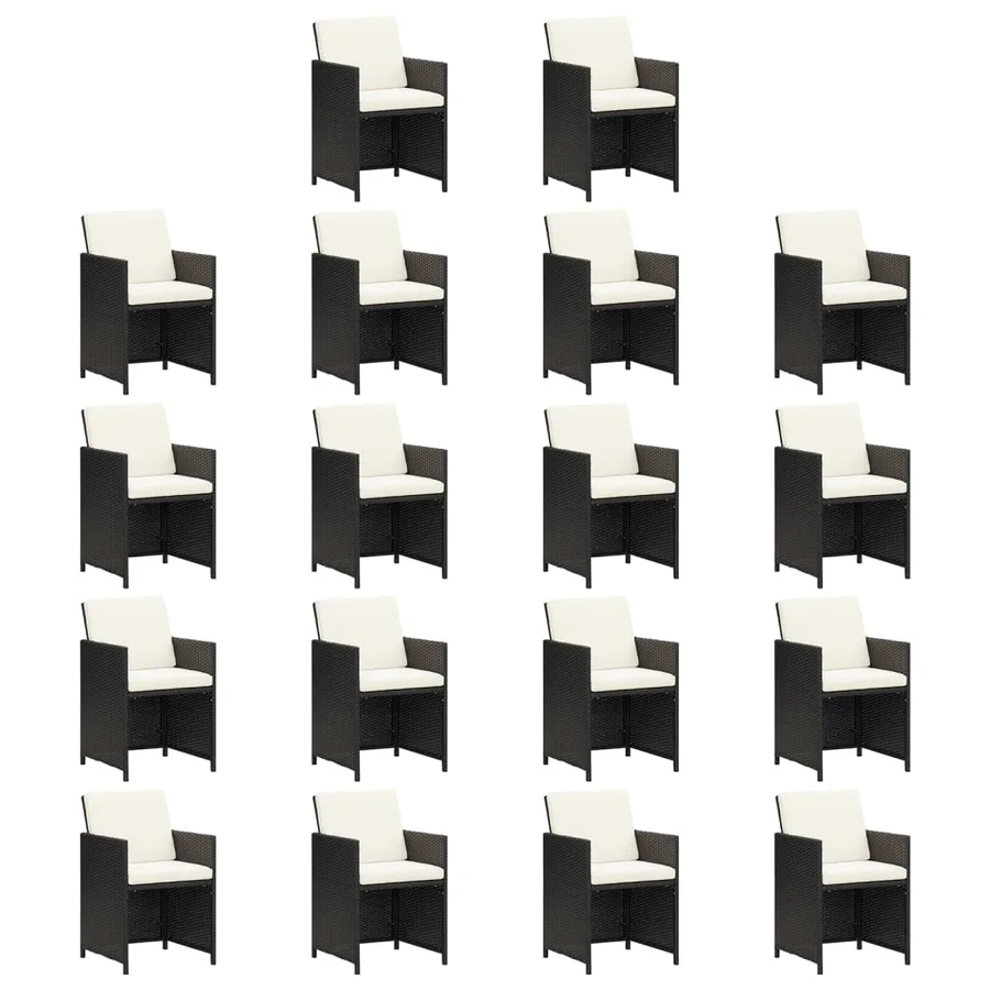 Ensemble à manger de jardin coussins 19 pcs Résine tressée Noir - 6