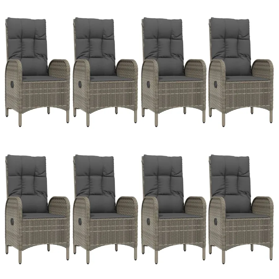 Ensemble à manger de jardin 9pcs et coussins noir et gris - 4