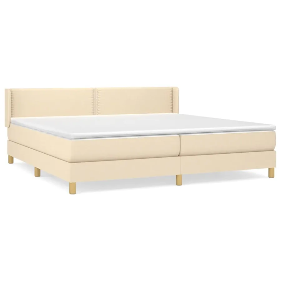 Sommier à lattes de lit avec matelas Crème 200x200 cm Tissu - 2
