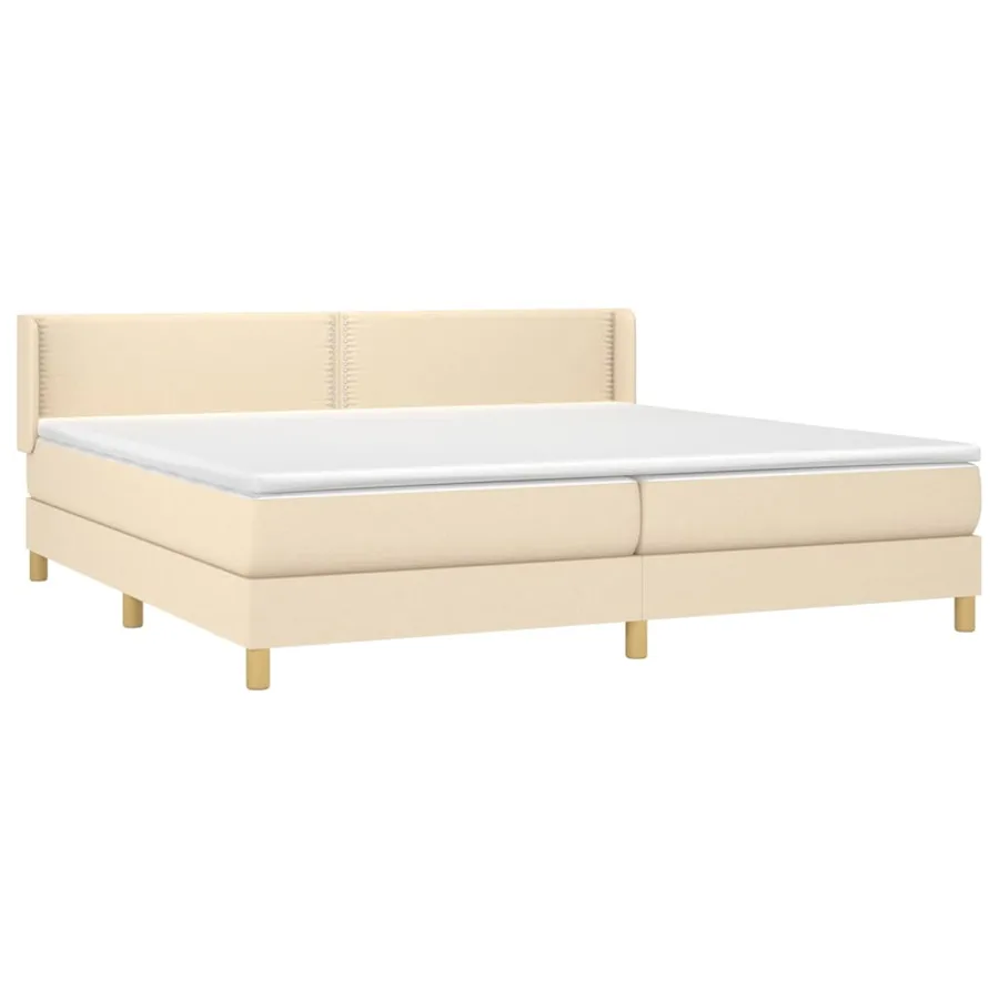 Sommier à lattes de lit avec matelas Crème 200x200 cm Tissu - 3
