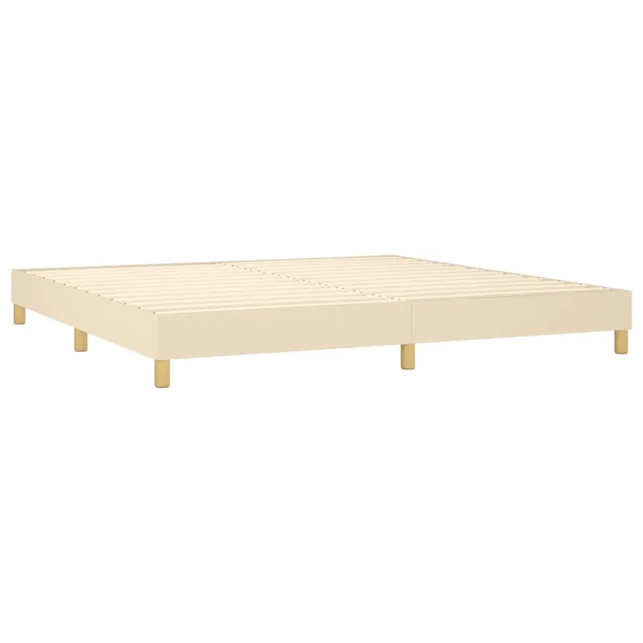 Sommier à lattes de lit avec matelas Crème 200x200 cm Tissu - 4