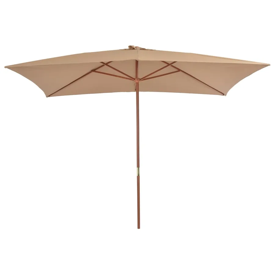 Parasol d'extérieur avec mât en bois 200 x 300 cm taupe - 2