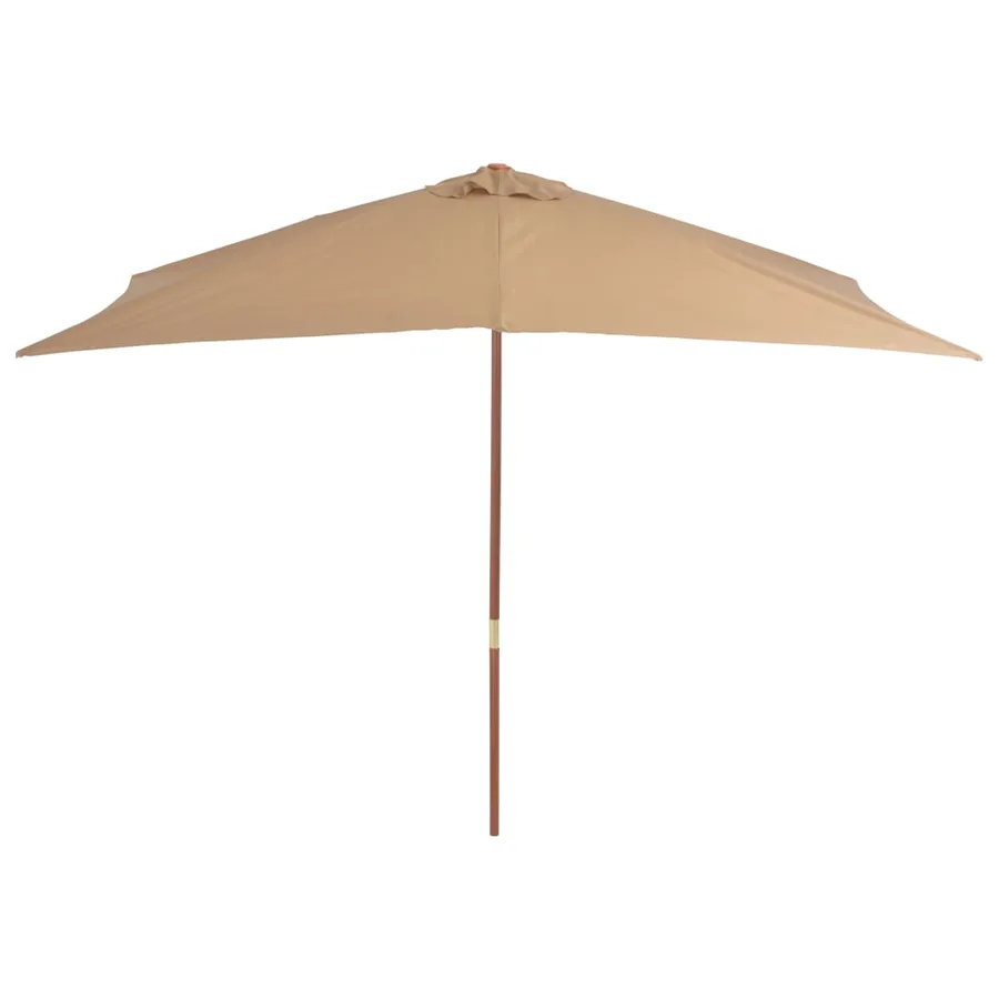 Parasol d'extérieur avec mât en bois 200 x 300 cm taupe - 3