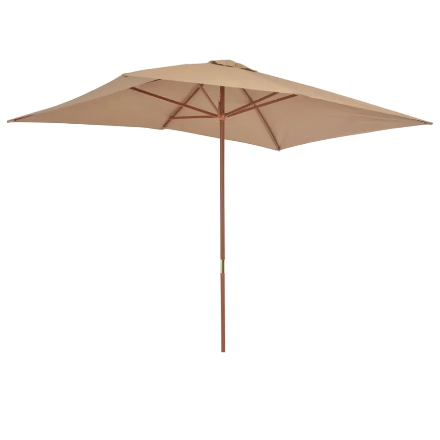 Parasol d'extérieur avec mât en bois 200 x 300 cm taupe - 4