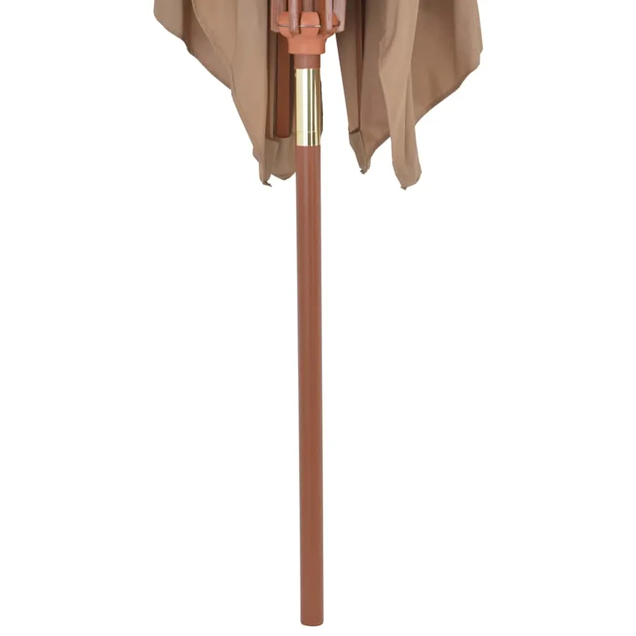 Parasol d'extérieur avec mât en bois 200 x 300 cm taupe - 5