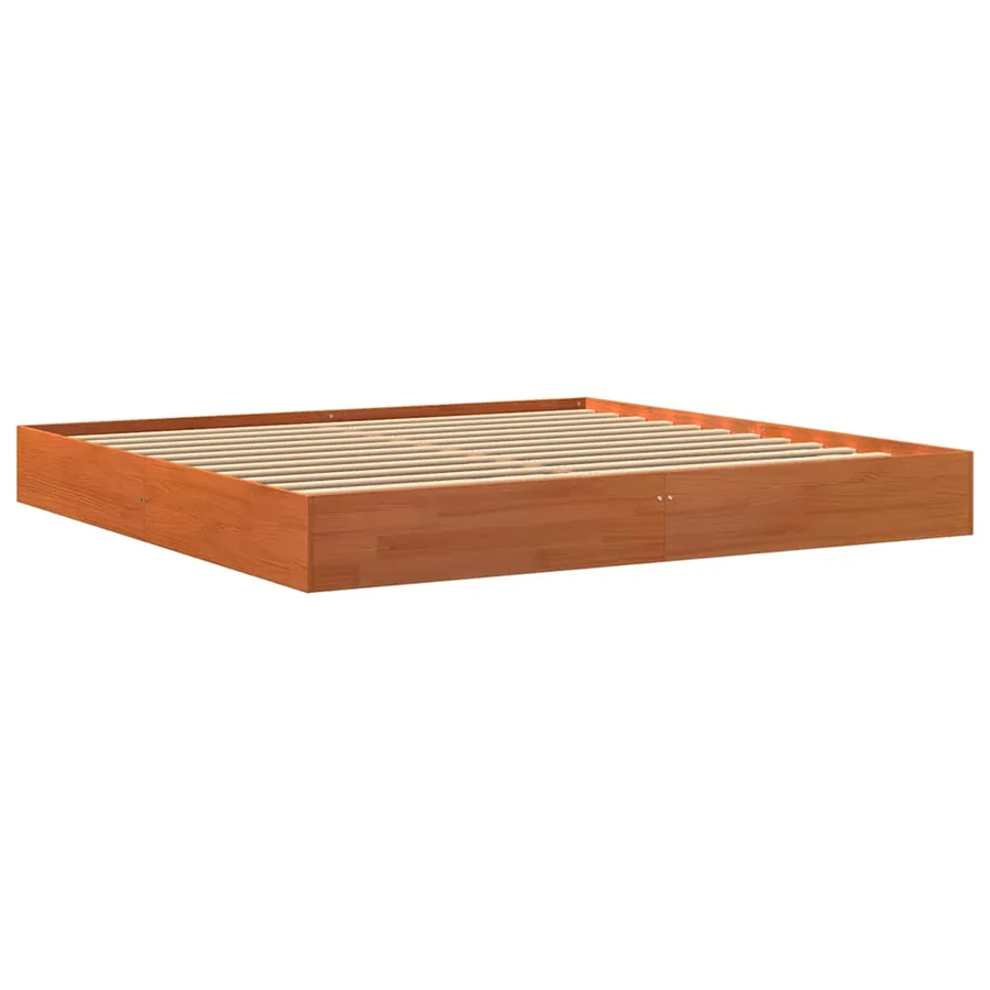 Cadre de lit sans matelas cire marron 180x200cm bois pin massif - 3