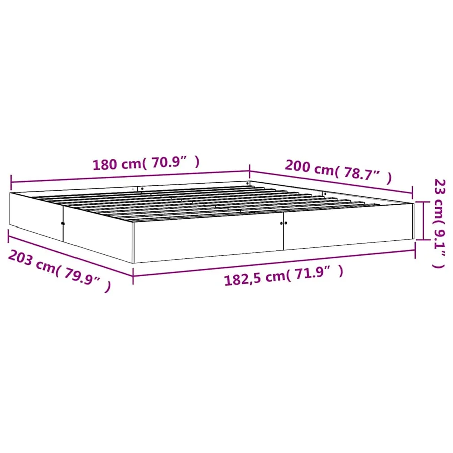 Cadre de lit sans matelas cire marron 180x200cm bois pin massif - 8