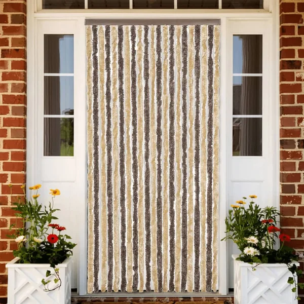 Rideau anti-mouches marron foncé et beige 90x200 cm chenille