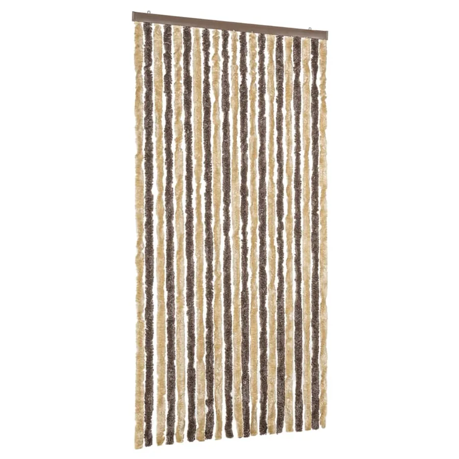 Rideau anti-mouches marron foncé et beige 90x200 cm chenille - 2