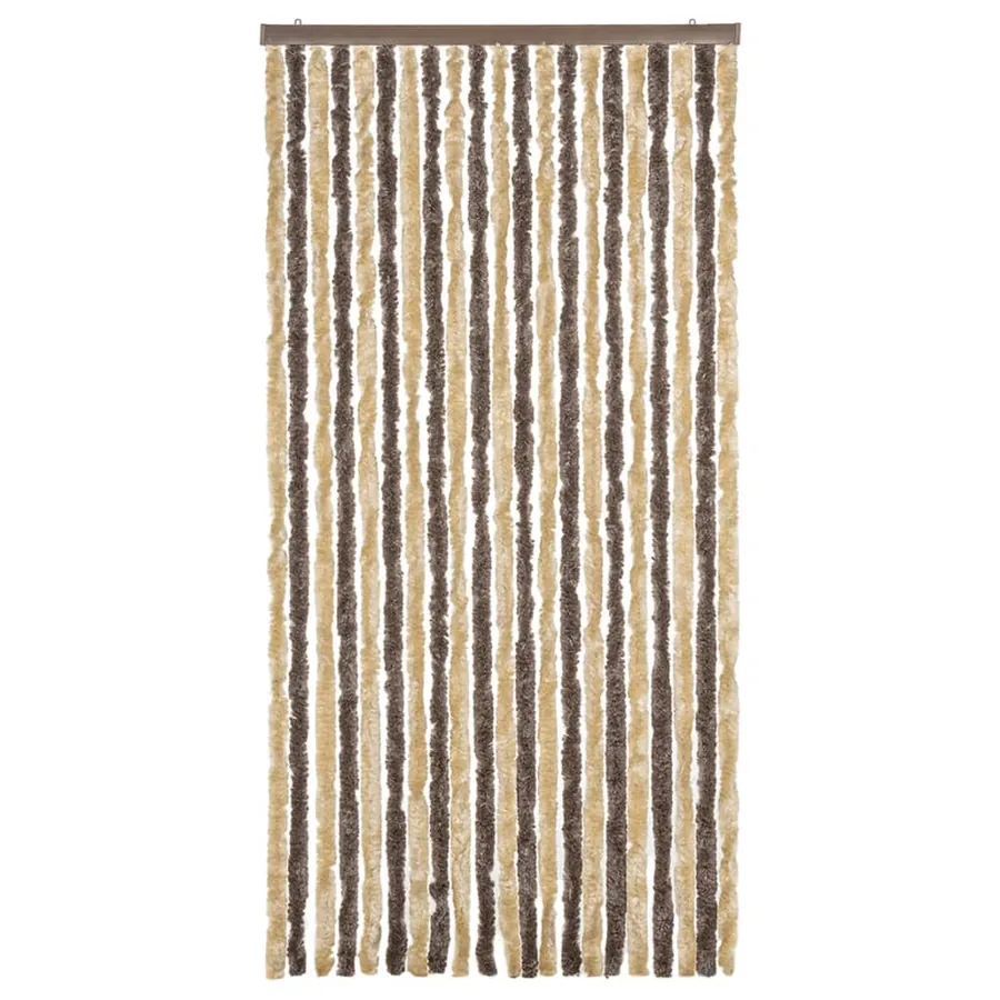 Rideau anti-mouches marron foncé et beige 90x200 cm chenille - 3