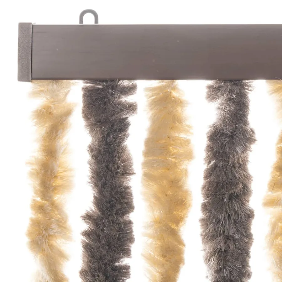 Rideau anti-mouches marron foncé et beige 90x200 cm chenille - 4