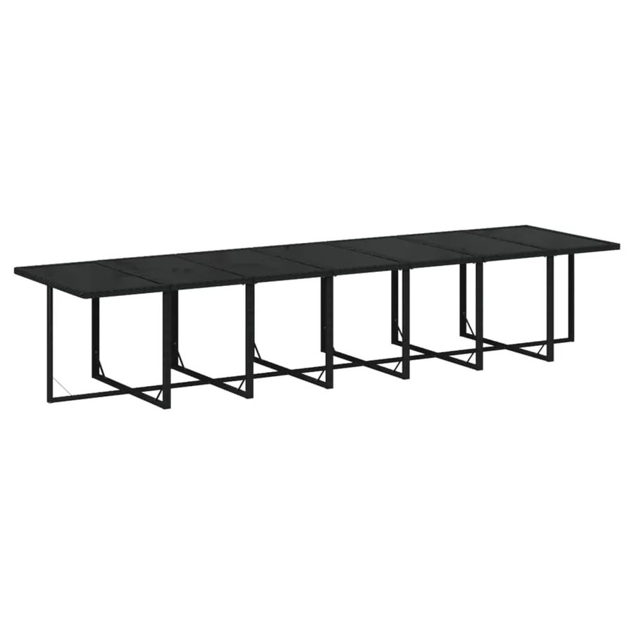 Ensemble à manger de jardin coussins 19 pcs Résine tressée Noir - 4