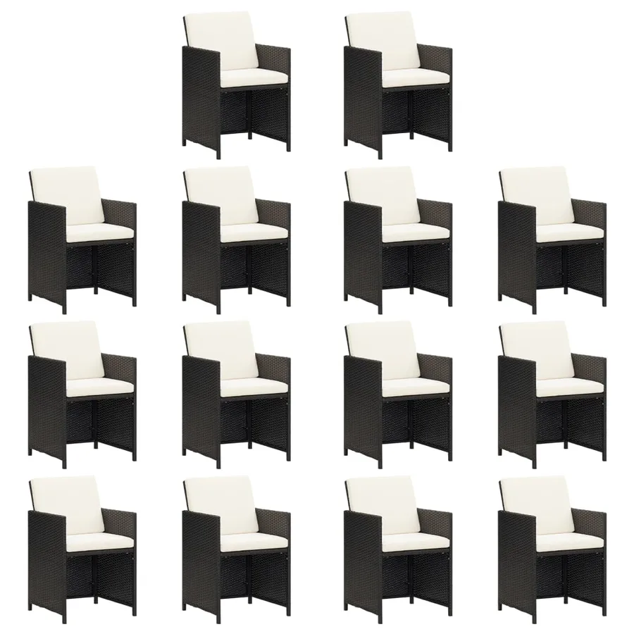 Ensemble à manger de jardin coussins 19 pcs Résine tressée Noir - 6