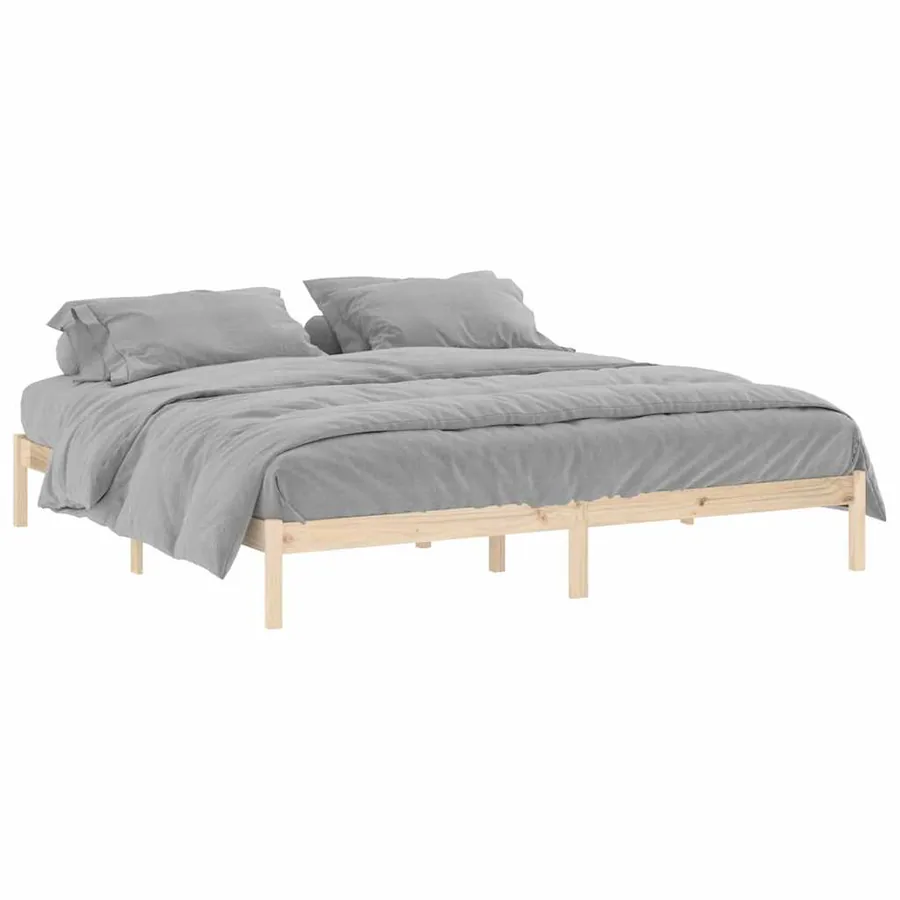 Cadre de lit sans matelas 193x203 cm bois massif de pin - 2
