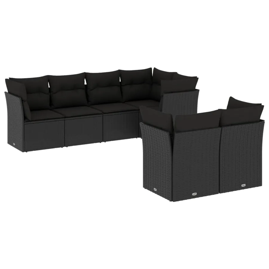 Salon de jardin 7 pcs avec coussins noir résine tressée 62 x 62 x 69 cm - 65,0 kg - 2