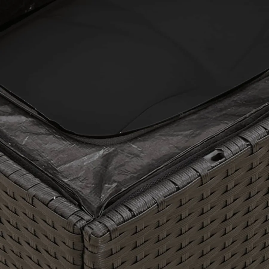 Salon de jardin avec coussins 13 pcs noir résine tressée - 7