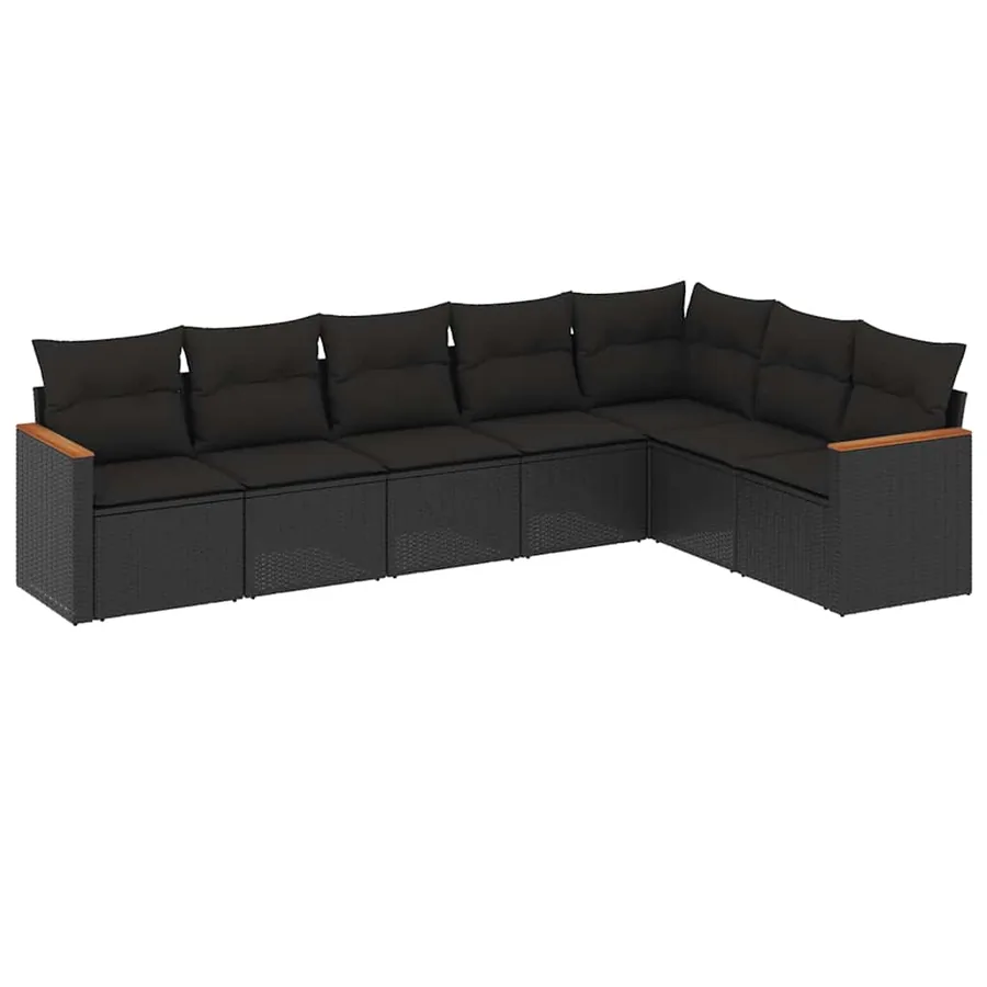 Salon de jardin 7 pcs avec coussins noir résine tressée 62 x 62 x 69 cm - 60,2 kg - 2