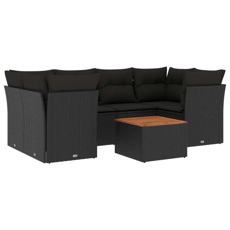 Salon de jardin 7 pcs avec coussins noir résine tressée 62 x 62 x 69 cm - 62,4 kg - 2