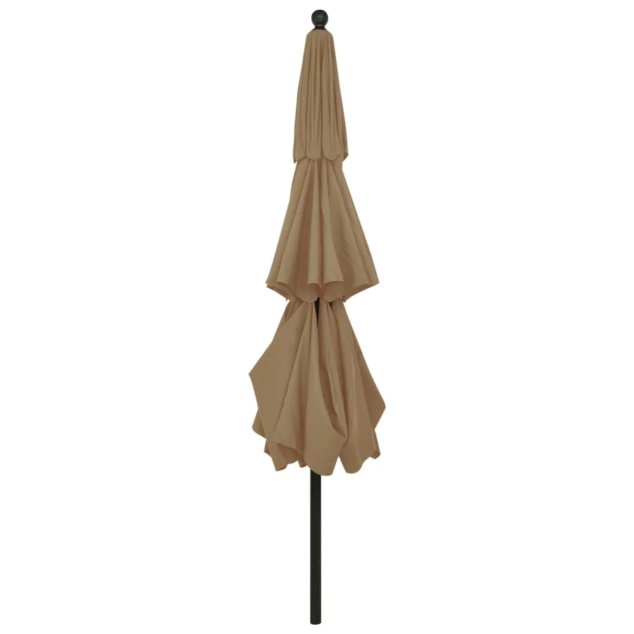 Parasol de jardin à 3 niveaux avec mât en aluminium taupe 3,5 m - 4