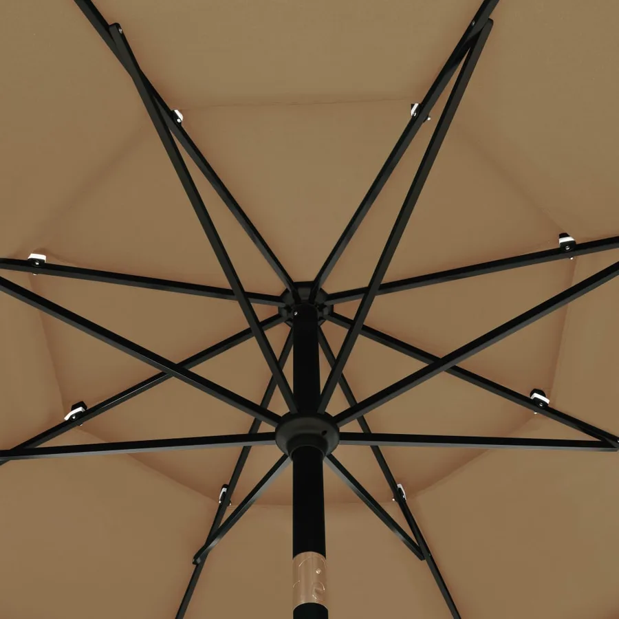 Parasol de jardin à 3 niveaux avec mât en aluminium taupe 3,5 m - 5