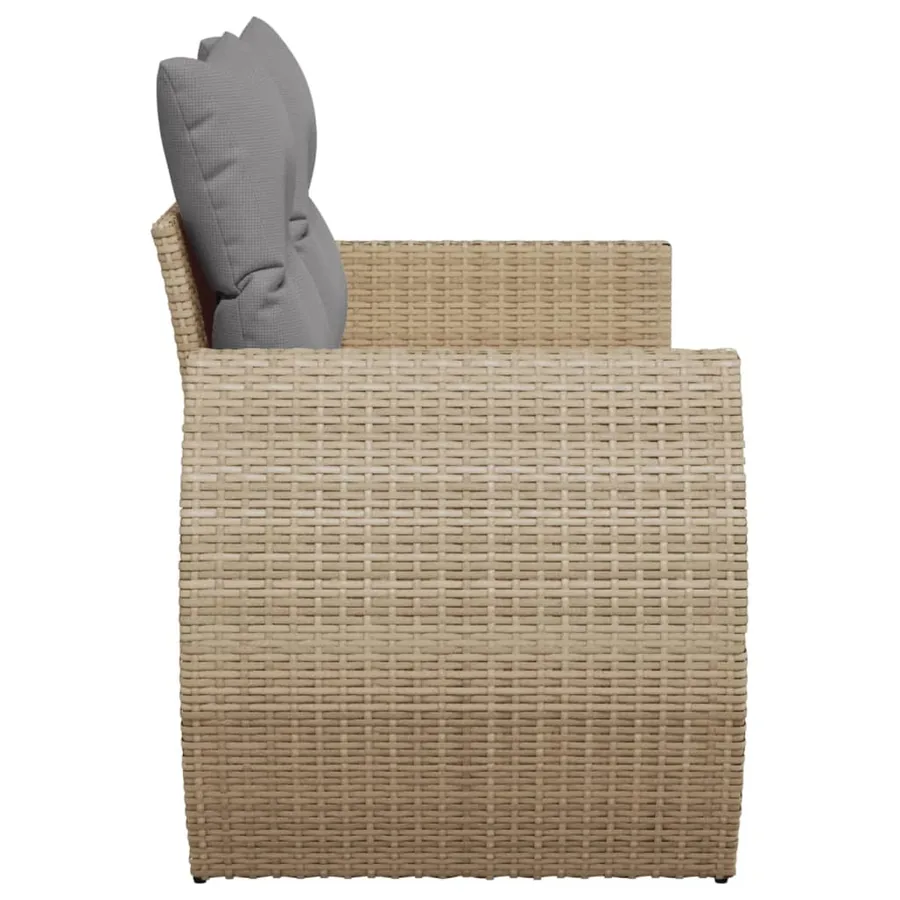 Canapé de jardin avec coussins 2 places beige résine tressée - 5