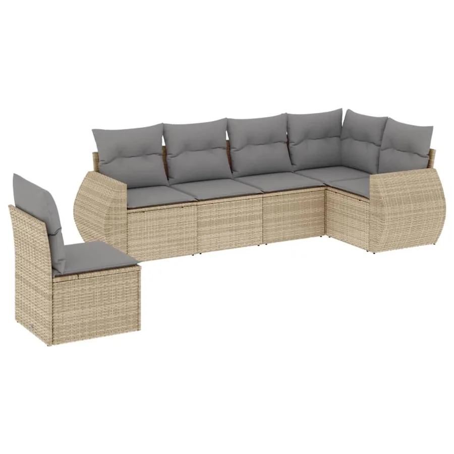 Salon de jardin avec coussins 6 pcs beige résine tressée - 2