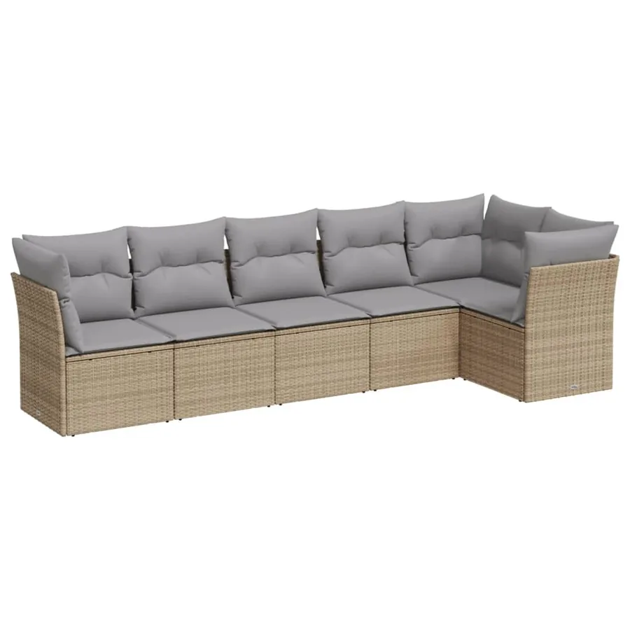Salon de jardin avec coussins 6 pcs beige résine tressée - 2