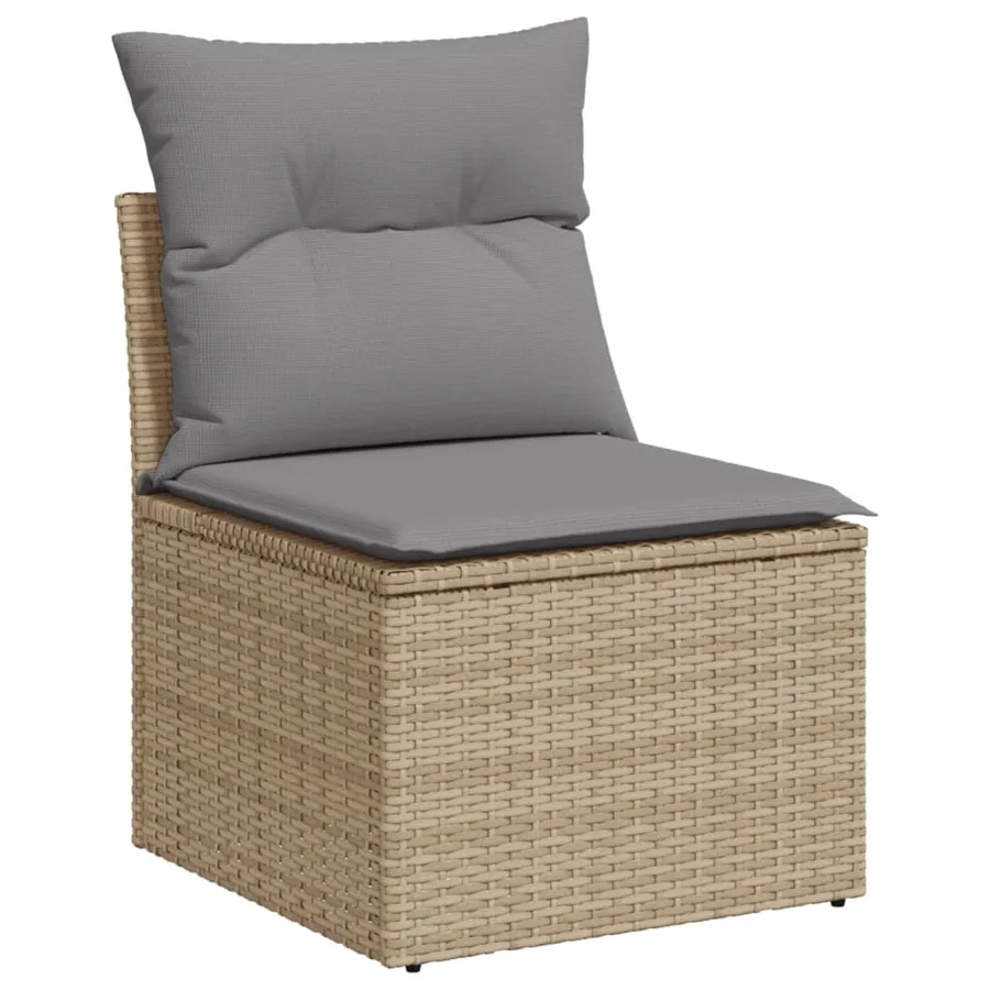 Salon de jardin avec coussins 7 pcs beige résine tressée - 3