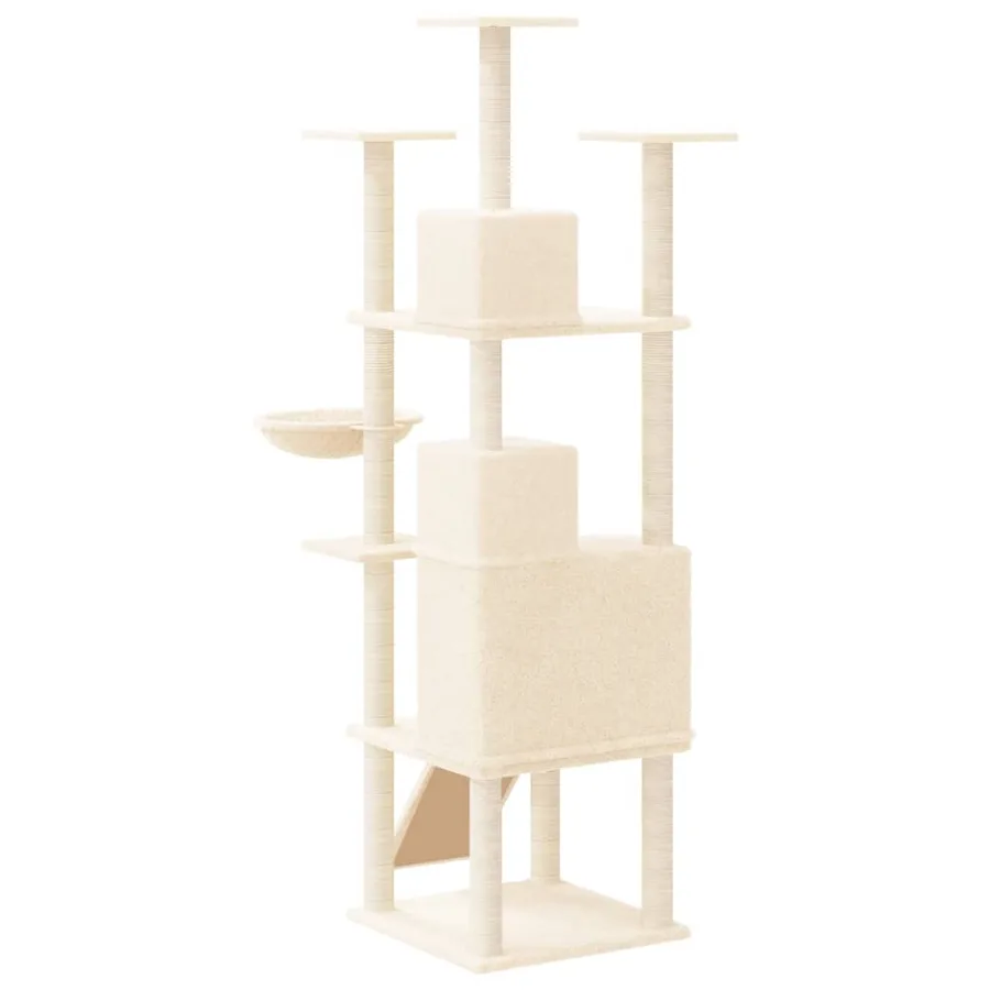 Arbre à chat avec griffoirs en sisal Crème 175 cm - 5