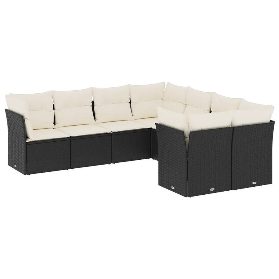 Salon de jardin 8 pcs avec coussins noir résine tressée - 2