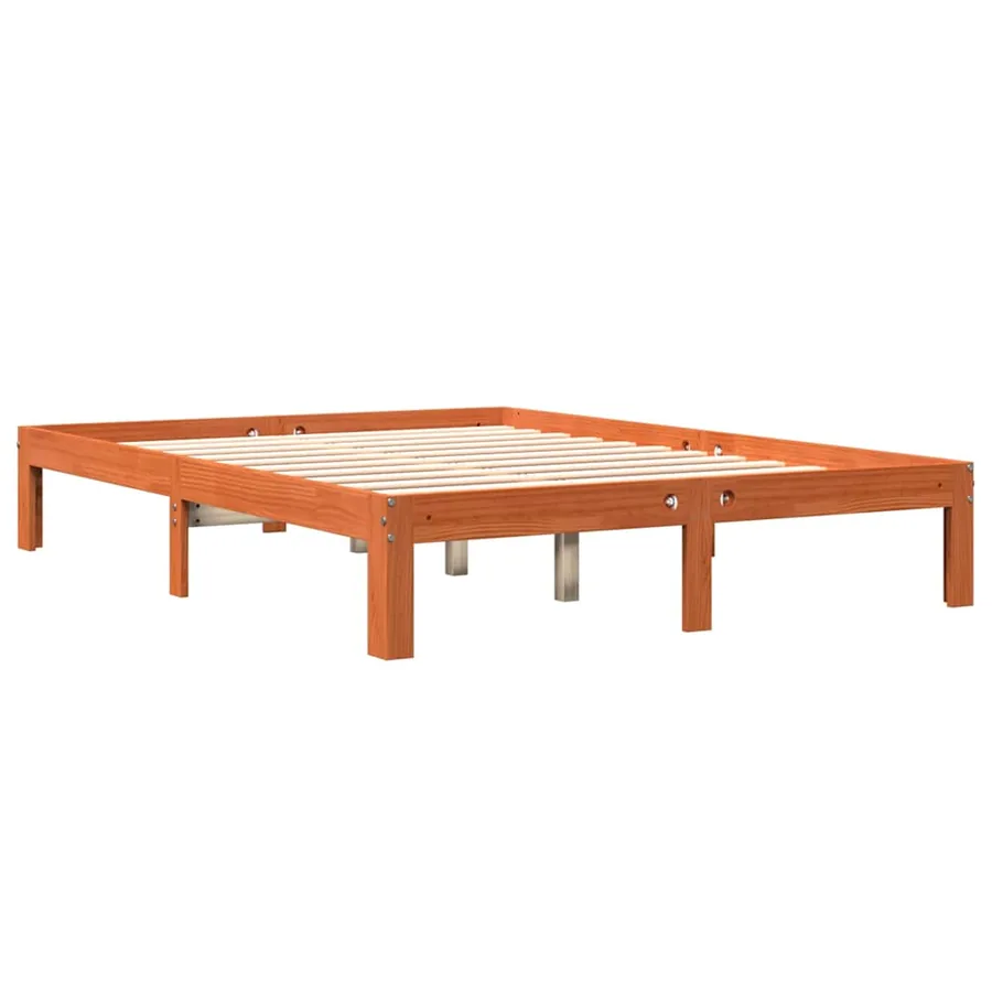 Cadre de lit sans matelas cire marron 140x190cm bois pin massif - 6