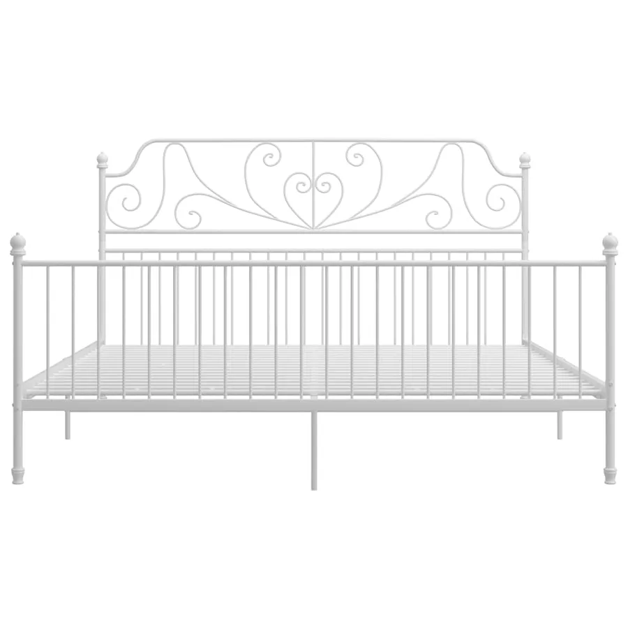 Cadre de lit sans matelas blanc métal 180x200 cm - 3