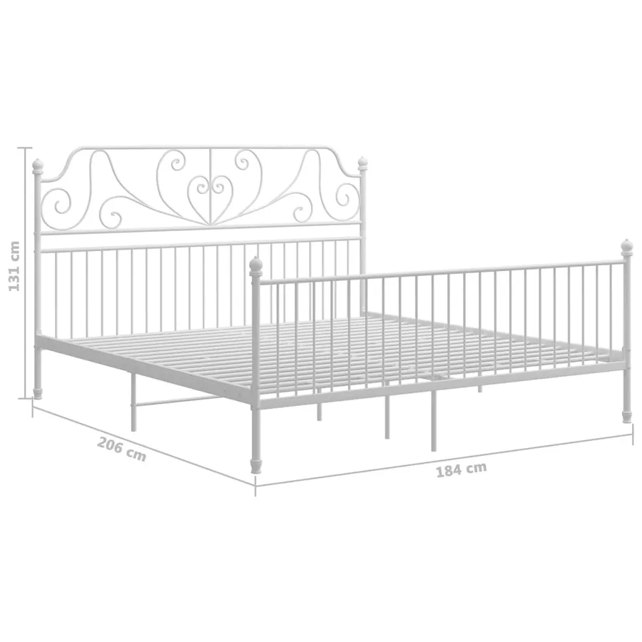 Cadre de lit sans matelas blanc métal 180x200 cm - 6