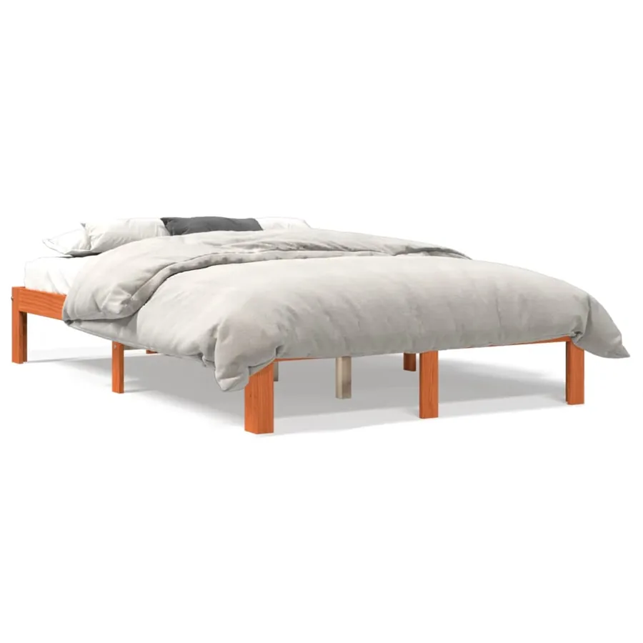 Cadre de lit sans matelas cire marron 140x200cm bois pin massif - 2