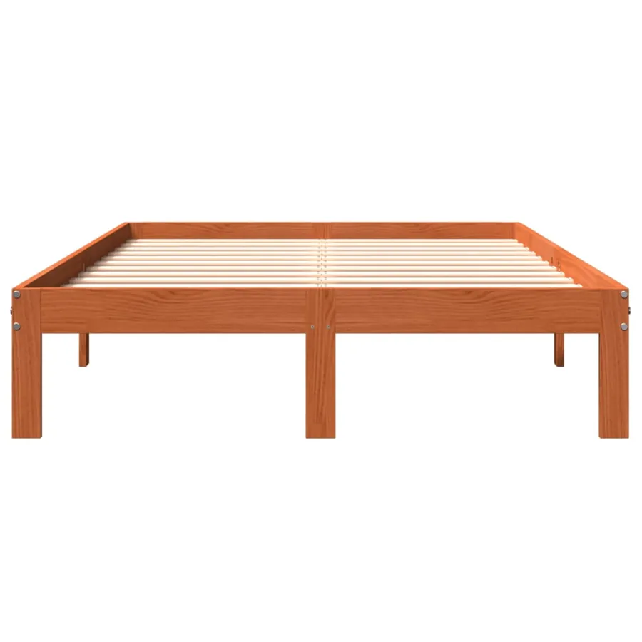 Cadre de lit sans matelas cire marron 140x200cm bois pin massif - 4