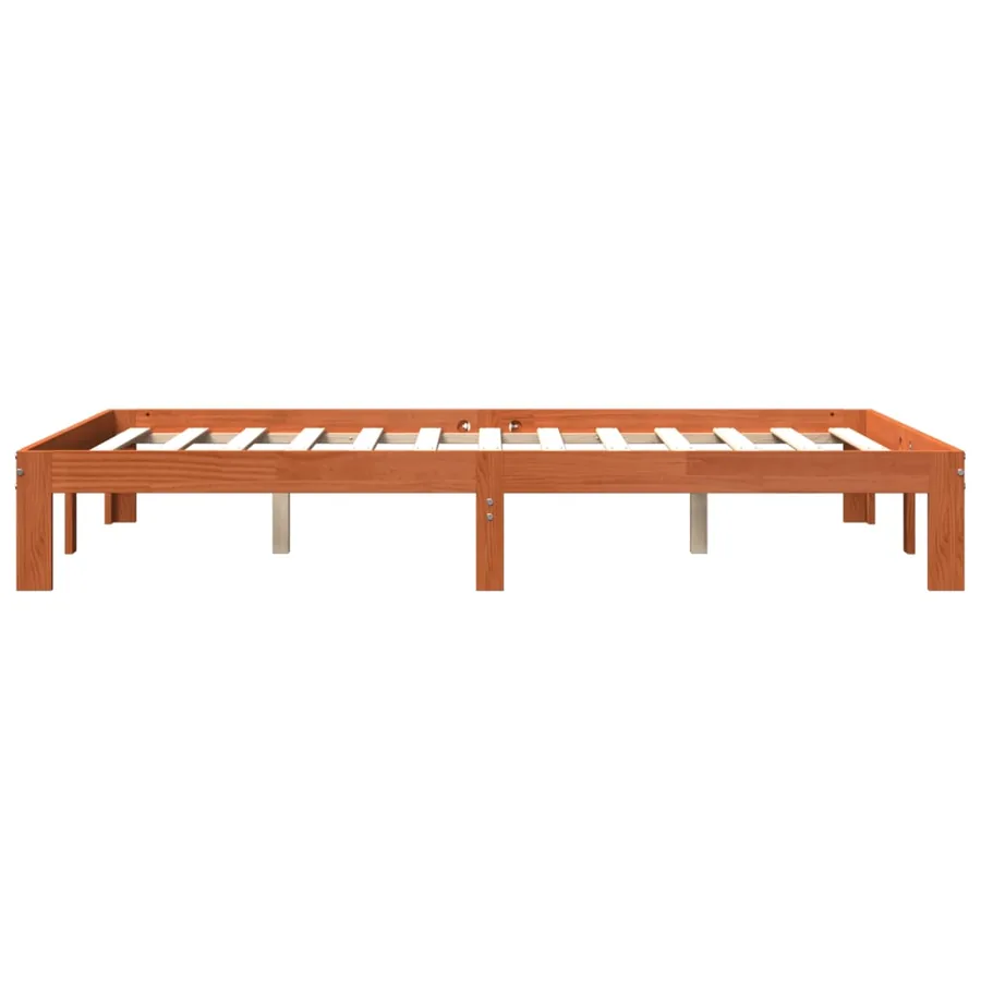 Cadre de lit sans matelas cire marron 140x200cm bois pin massif - 5