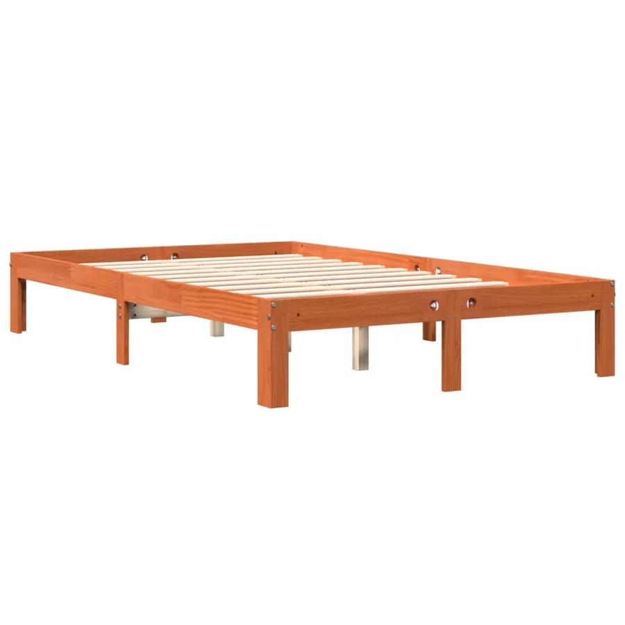 Cadre de lit sans matelas cire marron 140x200cm bois pin massif - 6