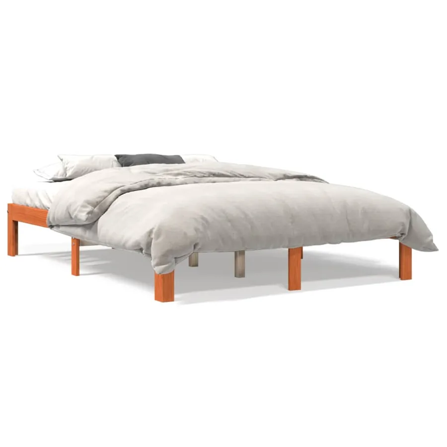 Cadre de lit sans matelas cire marron 120x190cm bois pin massif - 2