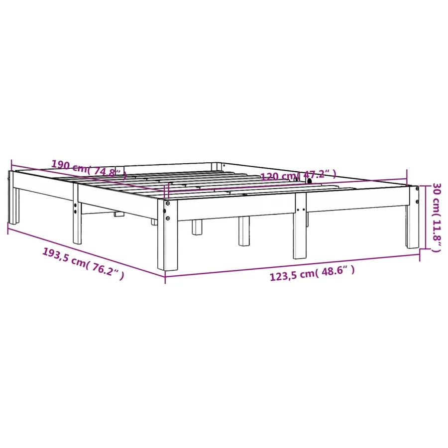 Cadre de lit sans matelas cire marron 120x190cm bois pin massif - 9