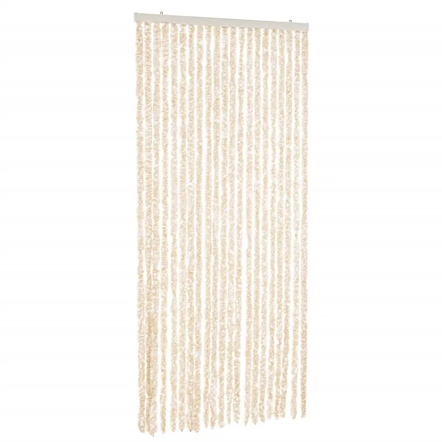 Rideau anti-mouches beige et blanc 90x200 cm chenille - 2