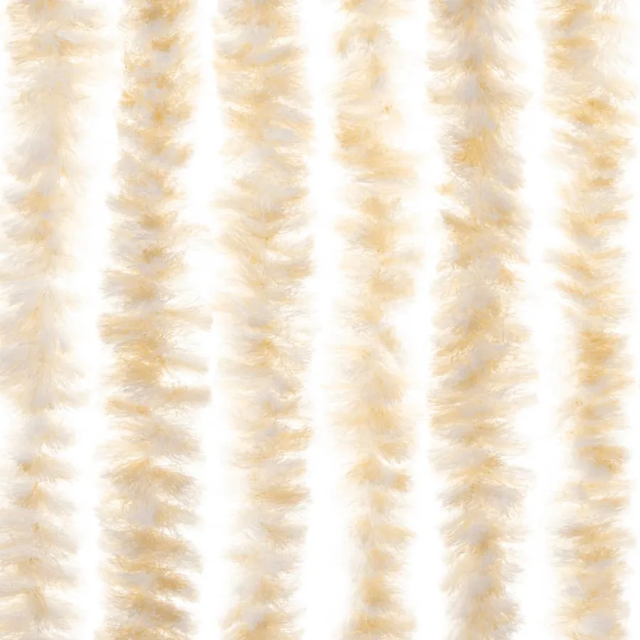 Rideau anti-mouches beige et blanc 90x200 cm chenille - 6