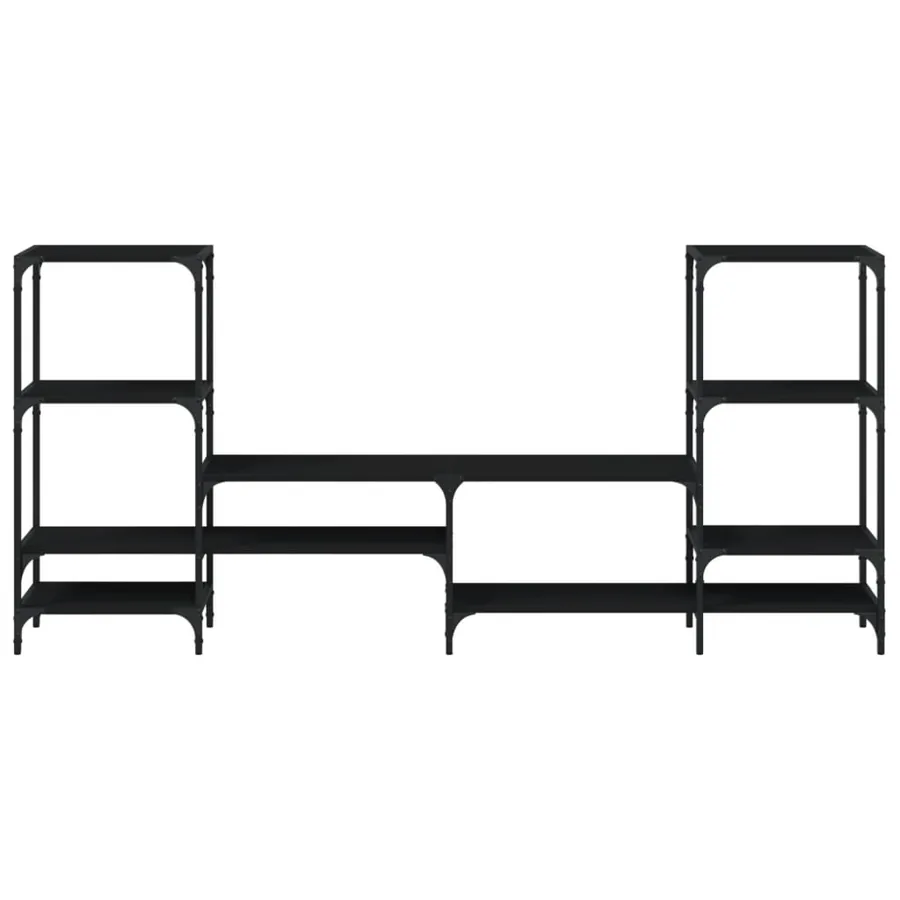 Meuble TV noir 206,5x28,5x95 cm Bois d'ingénierie - 5