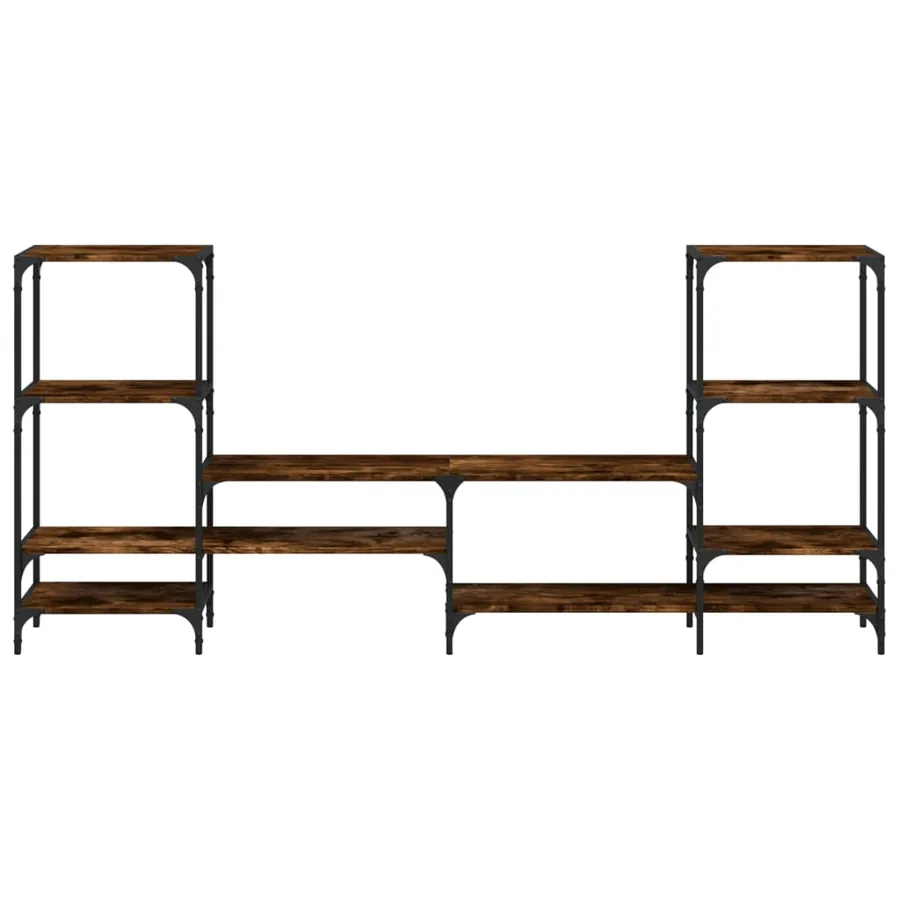 Meuble TV chêne fumé 206,5x28,5x95 cm bois d'ingénierie - 5