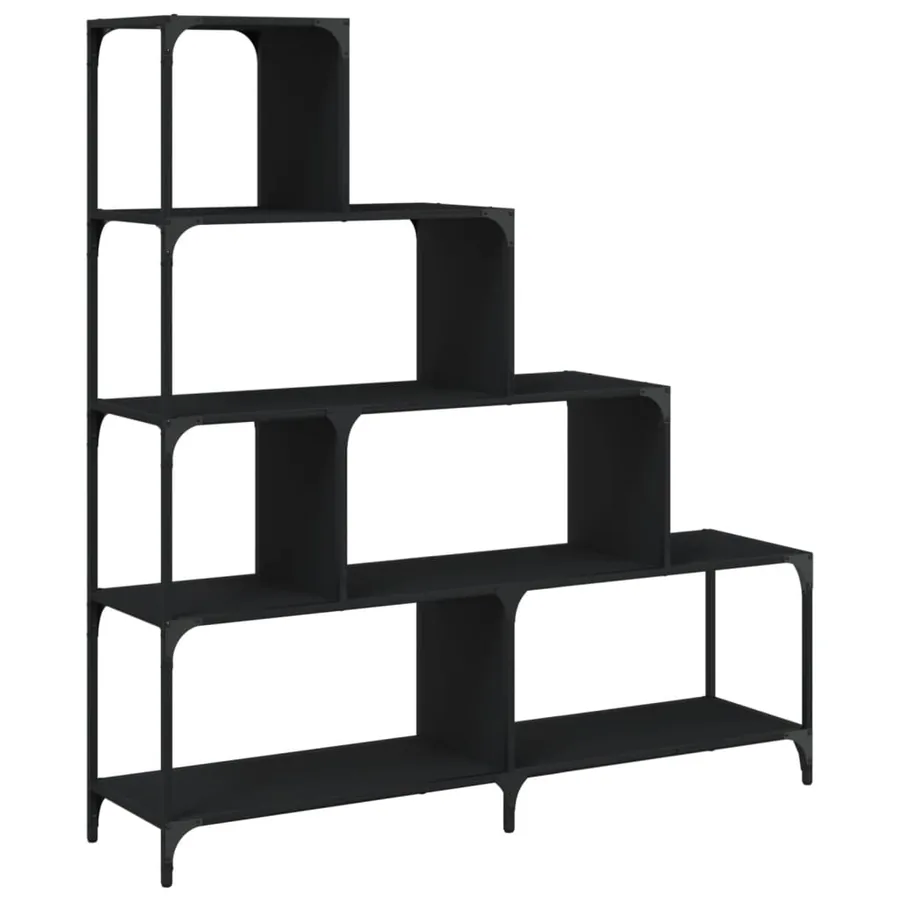 Bibliothèque à 4 niveaux noir 139x33,5x149 cm bois d'ingénierie - 2