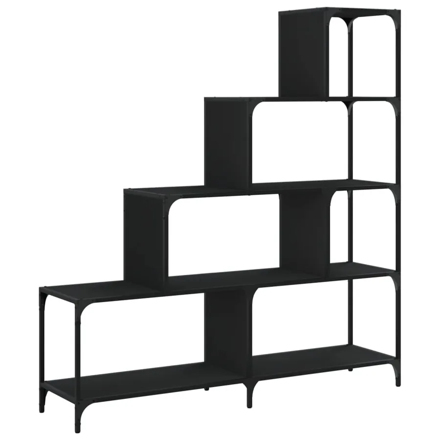 Bibliothèque à 4 niveaux noir 139x33,5x149 cm bois d'ingénierie - 7